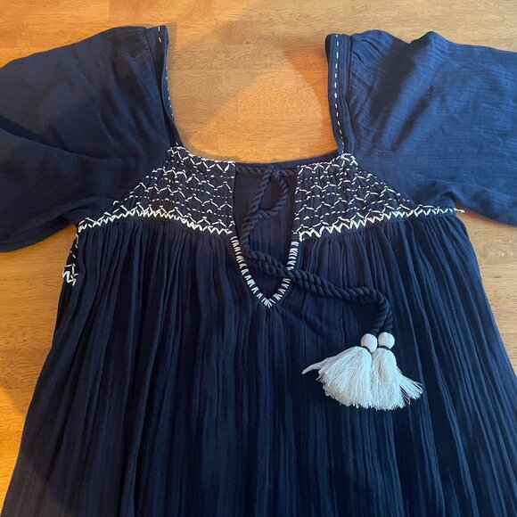 Size Medium Free People I'm The One embroidered black gauze maxi dress - Picture 6 of 16